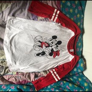 Micky and Minnie Mouse baseball tee